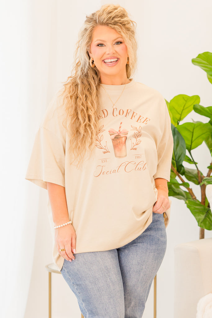 Caffeine Queen Boyfriend Tee, Dust Chic Soul