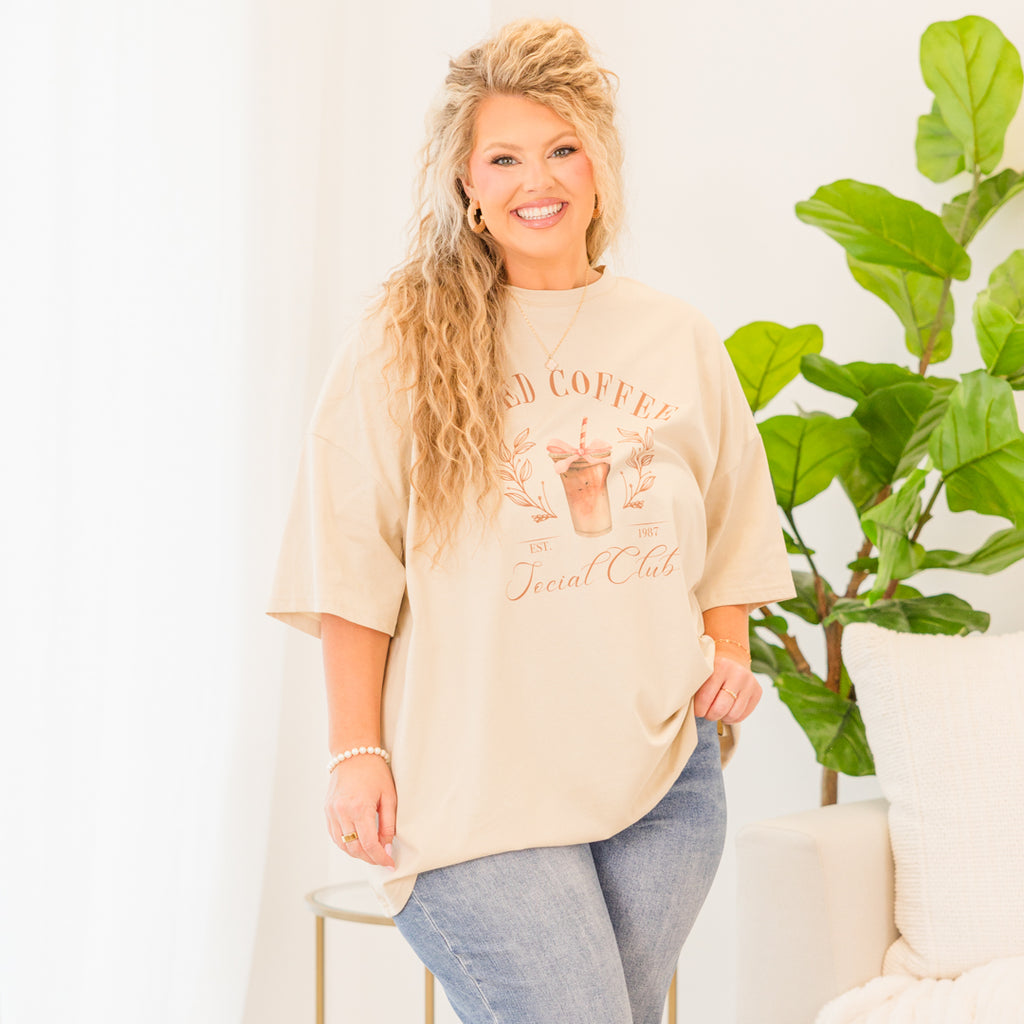 Caffeine Queen Boyfriend Tee, Dust Chic Soul
