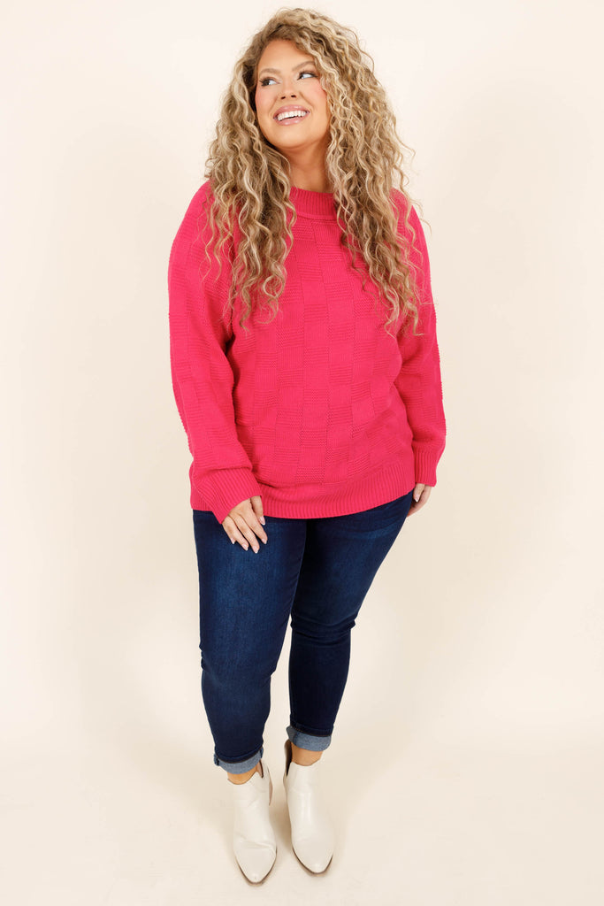 Cheshire Grin Sweater, Hot Pink Chic Soul