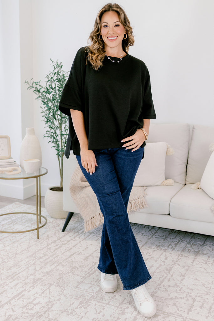 Comfortable Charm Top, Black – Chic Soul