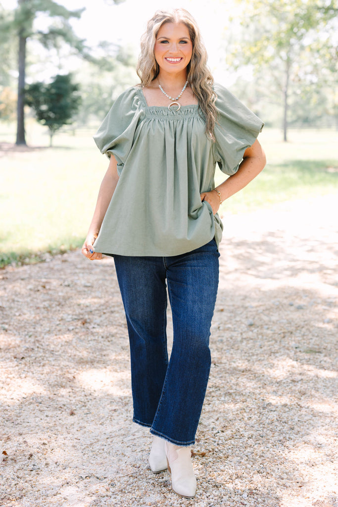 Cozy Love Top, Olive Corduroy – Chic Soul