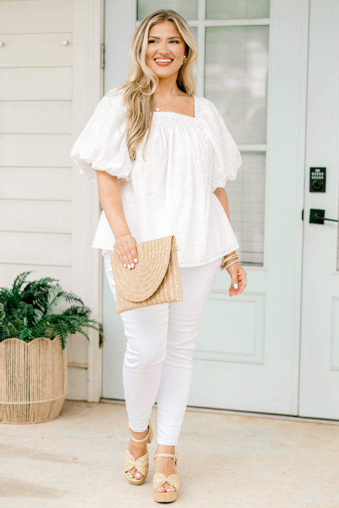 美品 litmus Gathered puffy top リトマス トップス 白 CozyLoveTop_WhiteEyelet_-