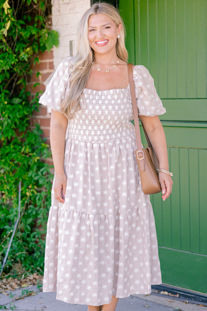 Feeling Grateful Midi Dress, Taupe – Chic Soul