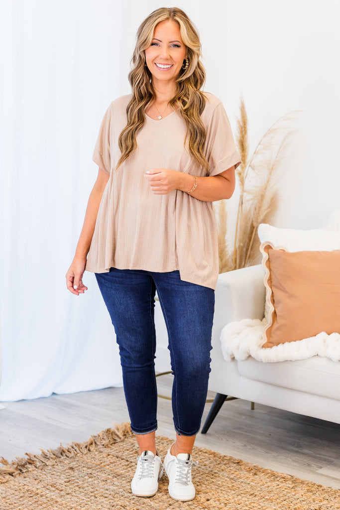 Keeping My Distance Top, Taupe – Chic Soul