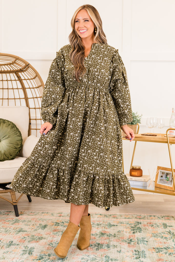 Memorize Today Dress, Olive Floral – Chic Soul