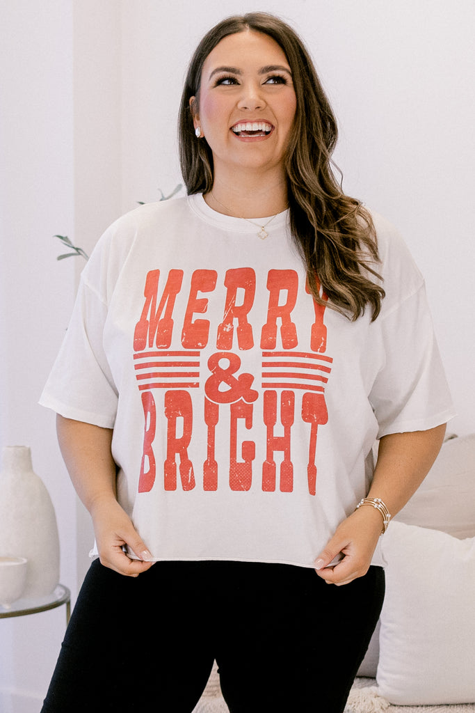 Merry Bright Season Vintage Wash Tee, White – Chic Soul