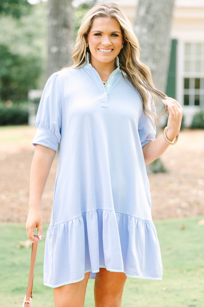 blue southern dress Women's Charm Dress, colourway-carnation slim dress STYLISH AND SIZE:USA 8 / EU 38 / UK 10 The Clementine Flutter Sleeve