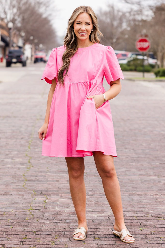 casual dress with sleeves Women's Sweet New Days Dress, Pink 97% Cotton Michael Stars Ola Utility Size:US 4-12 Champagne