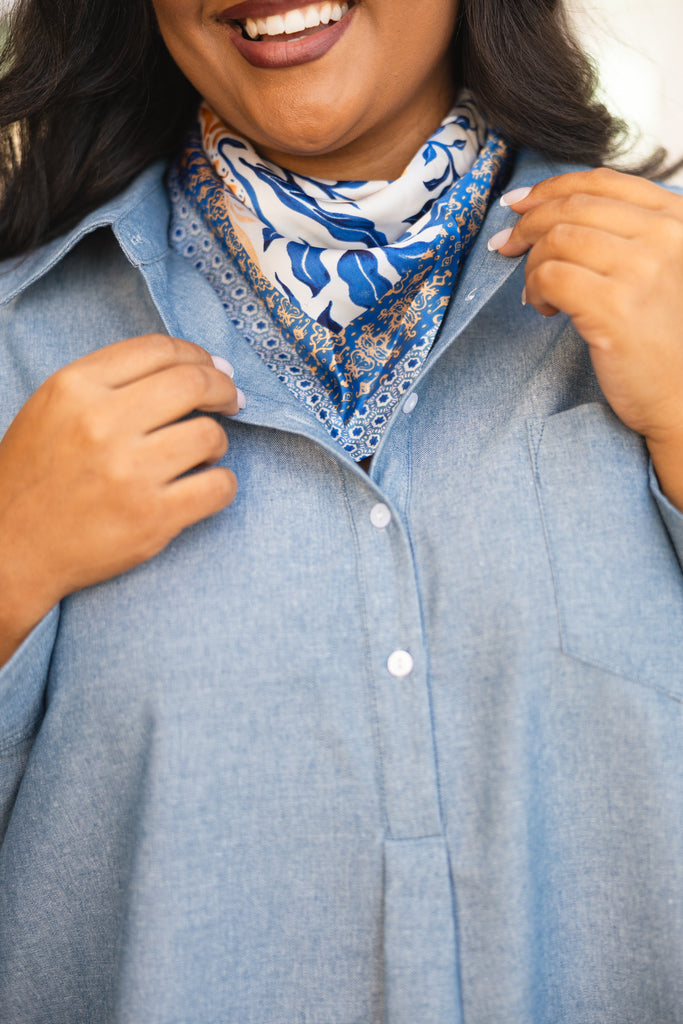 Sweet Summertime Scarf, Blue Floral Chic Soul Sweet Summertime Scarf, Blue Floral Chic Soul
