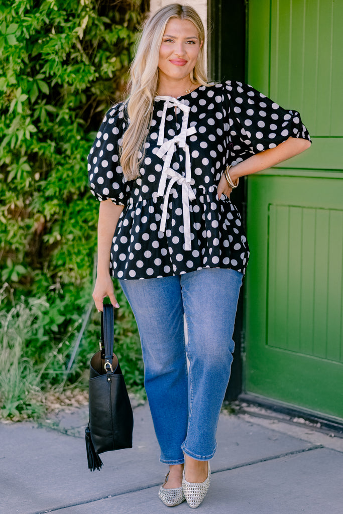 Take It Easy Now Top, Black Polka Dot – Chic Soul