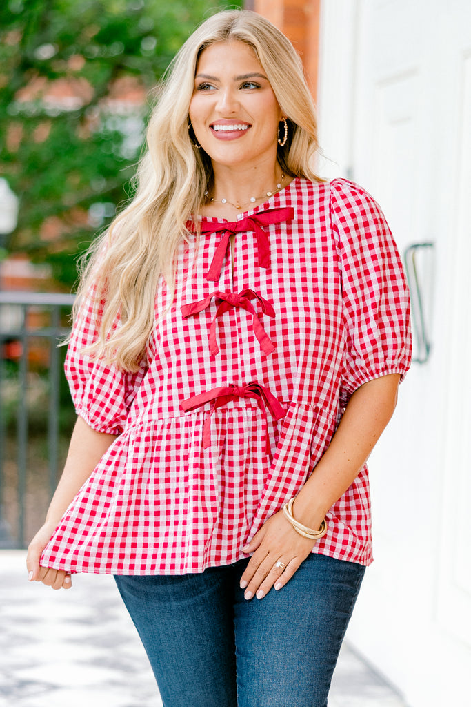 Take It Easy Now Top, Red Gingham – Chic Soul