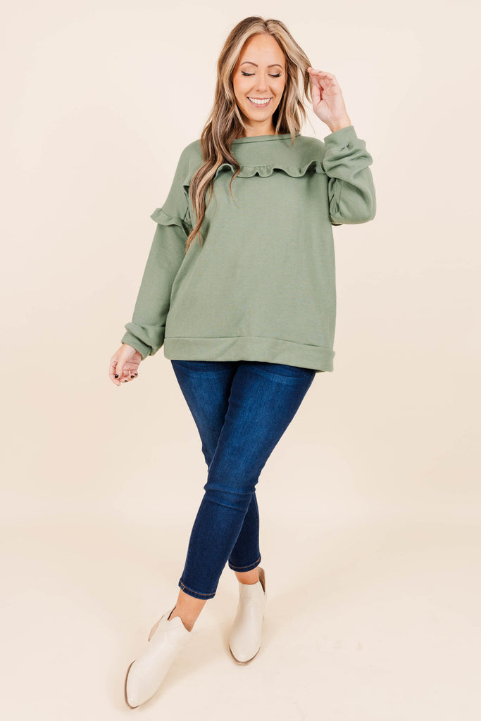 Toffee Kisses Pullover, Sage