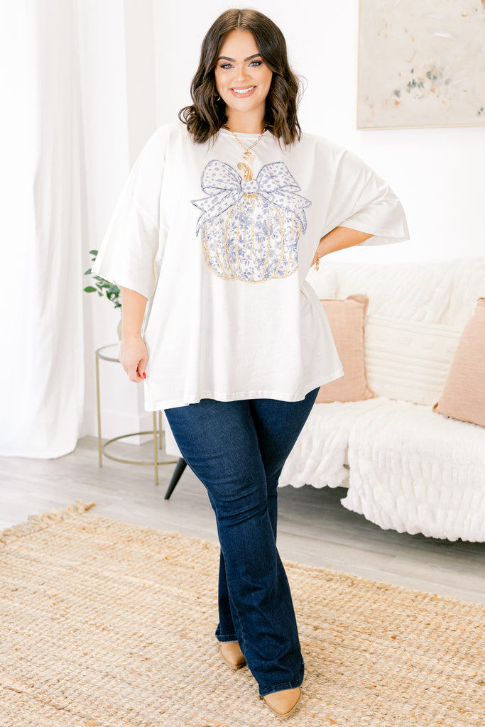 Toile Pumpkin Boyfriend Tee, Ivory – Chic Soul
