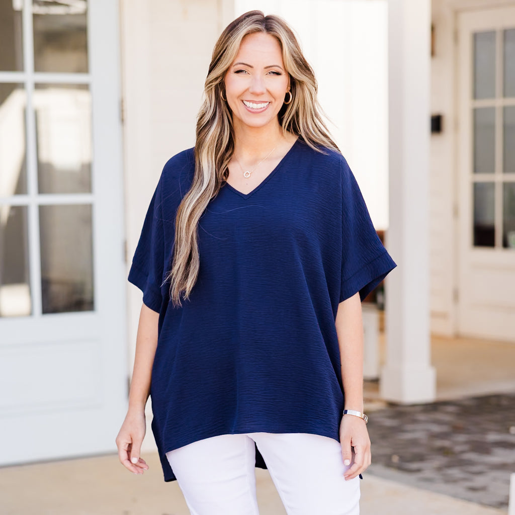 Weekend Wardrobe Top, Navy Blue Chic Soul