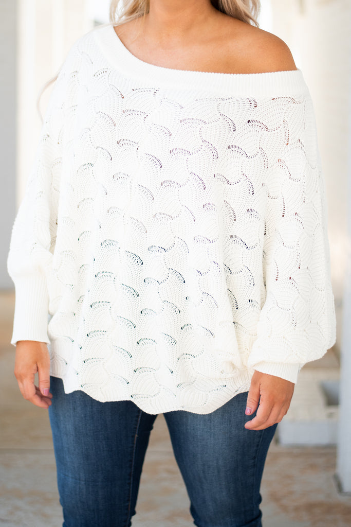 Women's Oversized Ivory Sweater - Plus Size | Chic Soul