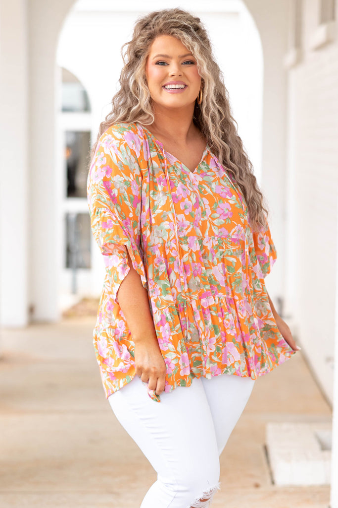 Here She Comes Top, Orange – Chic Soul