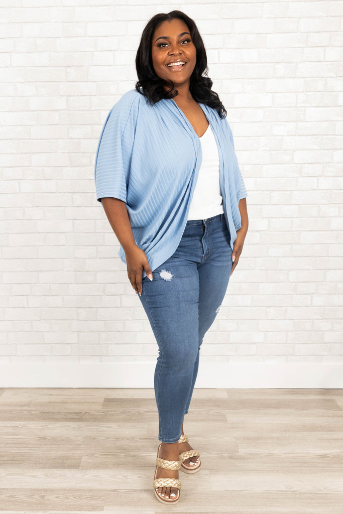Let's Grab Brunch Cardigan, Chambray – Chic Soul