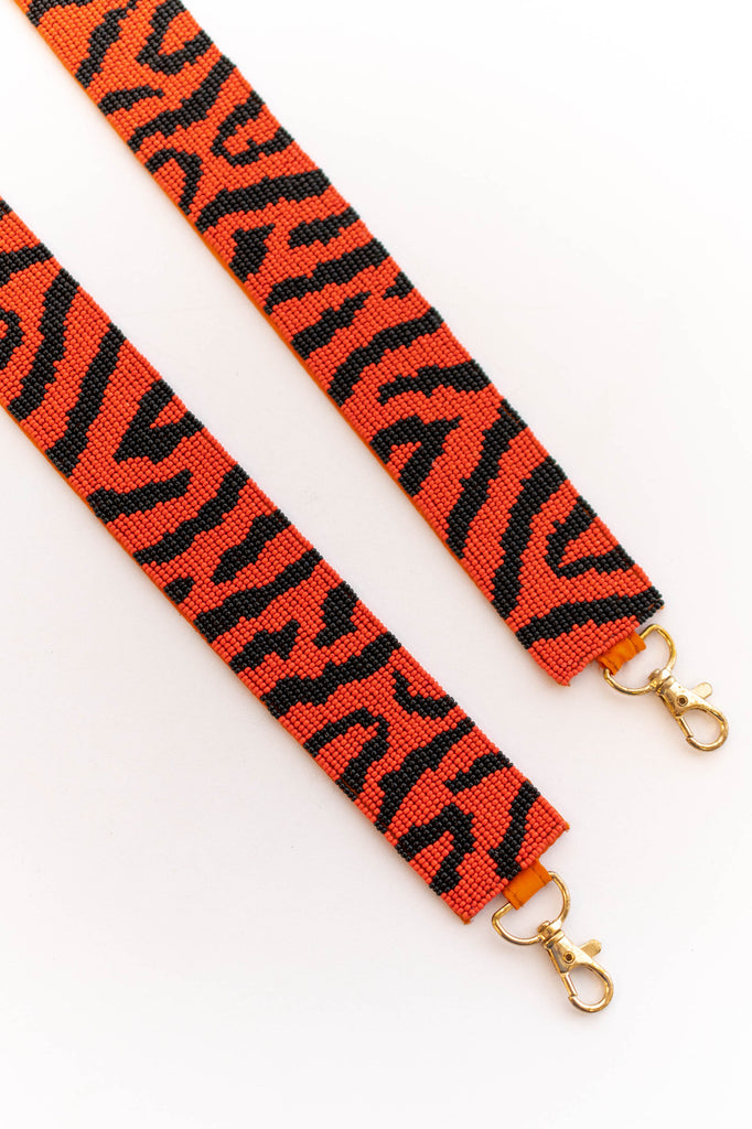 Custom Beaded Tiger Stripe Purse Strap