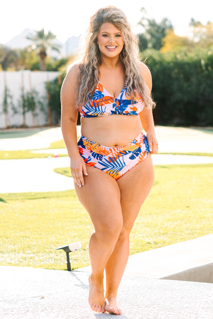 Oceans Of Love Swim Bottoms, Orange Floral – Chic Soul