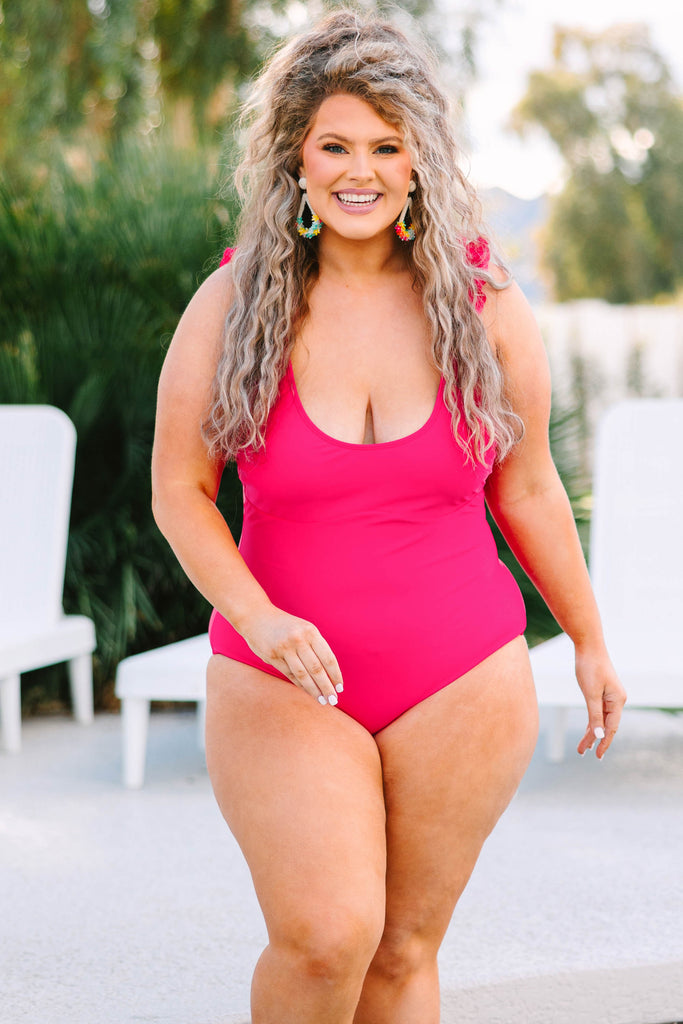 Ruffle Your Feathers Swimsuit, Hot Pink