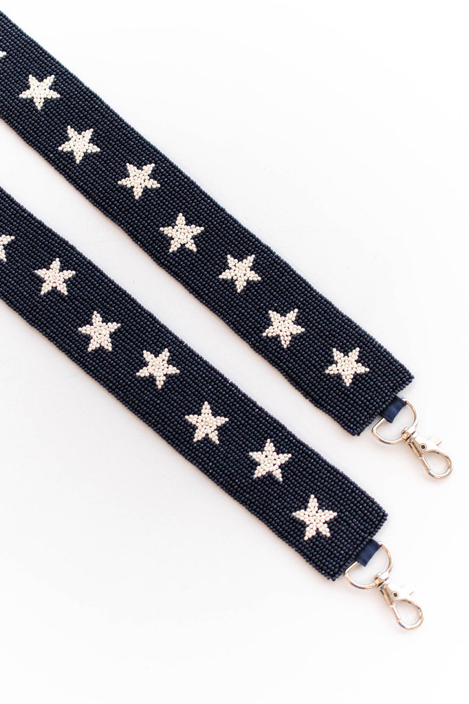 Beaded Purse Strap - Orange Stars & Navy Blue – Tillery Traditions