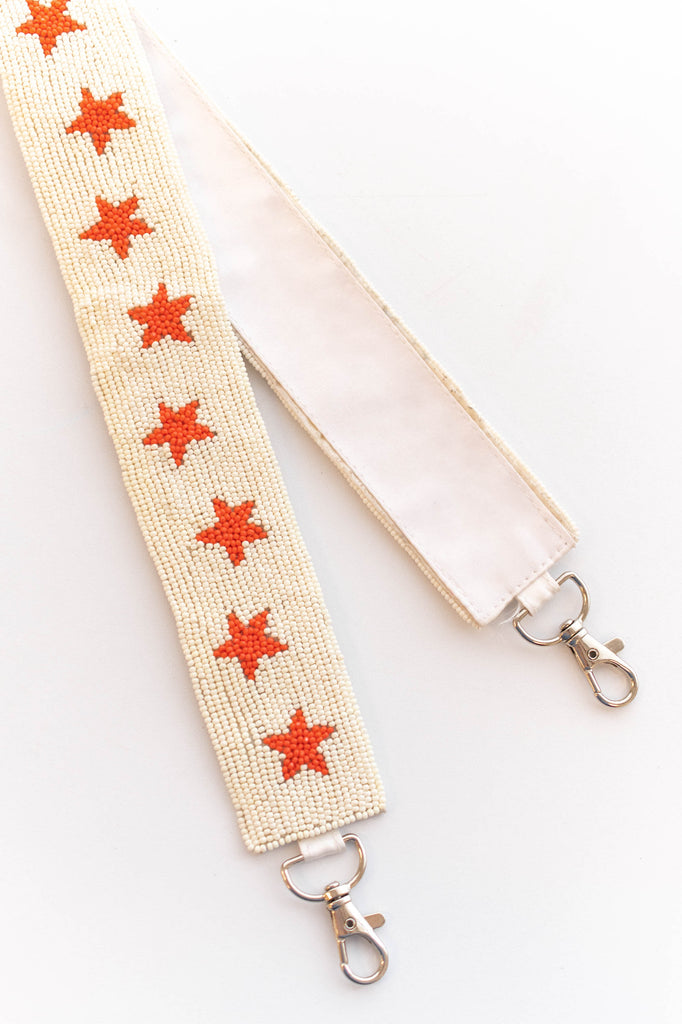 Star Beaded Bag Strap - Red and Black