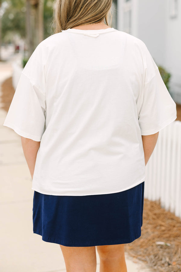 Chic Soul plus size clothing, white short sleeve vintage wash cropped tee with light blue opaque eagle and 