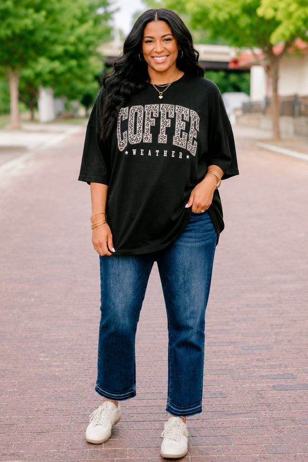 Chic Soul plus size clothing, black short sleeve graphic tee with the words 