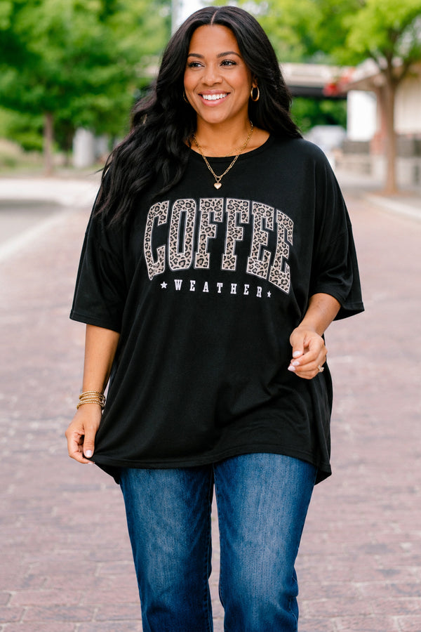 Chic Soul plus size clothing, black short sleeve graphic tee with the words 