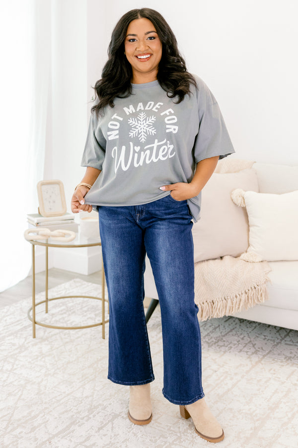 Chic Soul plus size clothing, grey short sleeve vintage washed graphic tee with 