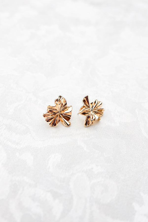 Chic Soul plus size clothing, gold floral pendant earrings