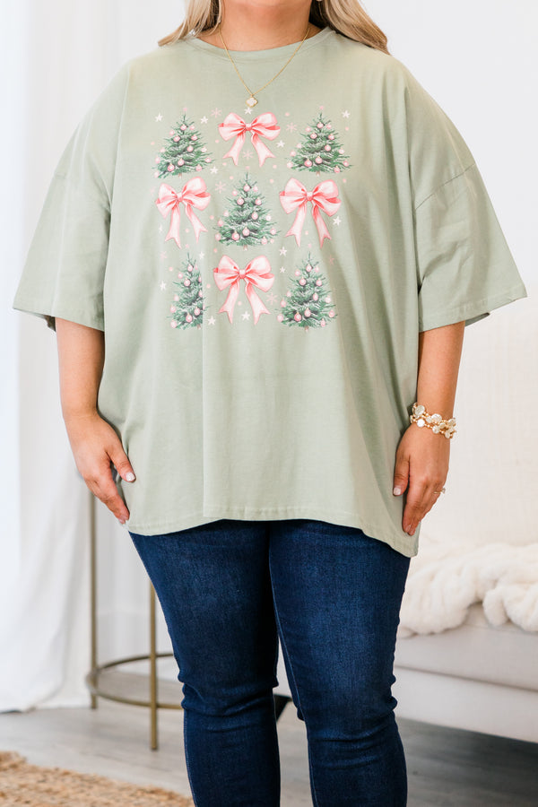 A Little Bit Girly Boyfriend Tee, Light Sage