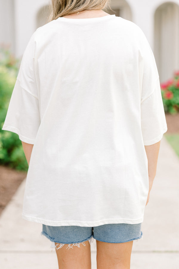 ivory oversized tee with coquette patriotic geese graphic