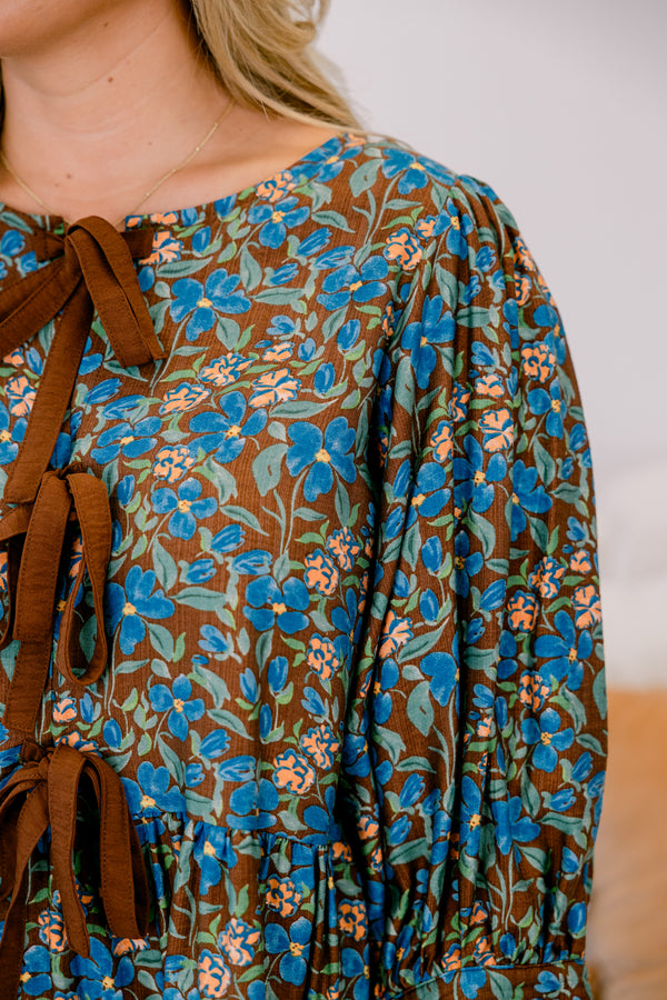 A Whole New Perspective Top, Brown Floral