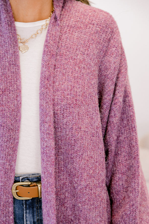 Chic Soul plus size clothing, plum purple long sleeve soft cardigan