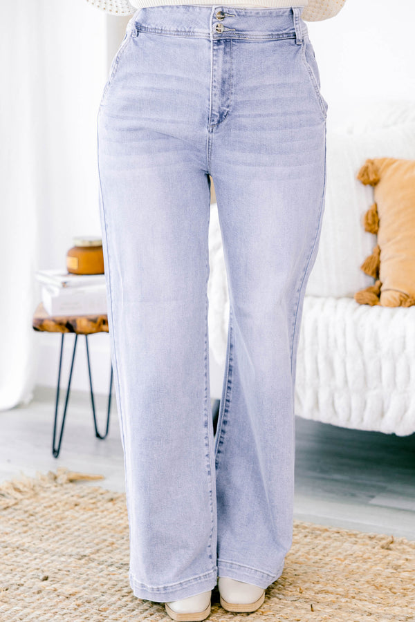 Chic Soul Plus size clothing, light wash flared jeans with cuffs at the end of the pant leg 