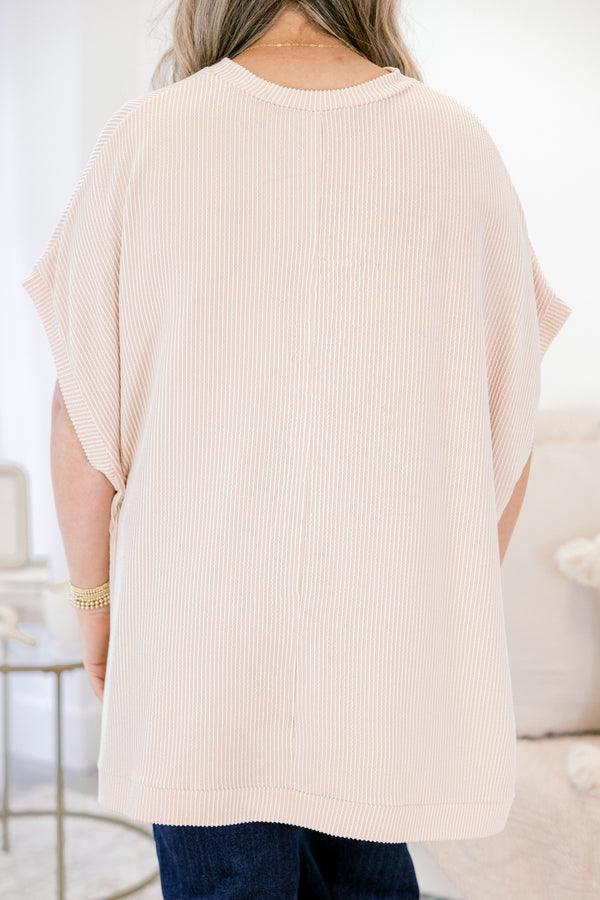 Chic Soul plus size clothing, knit taupe short sleeve sweater 