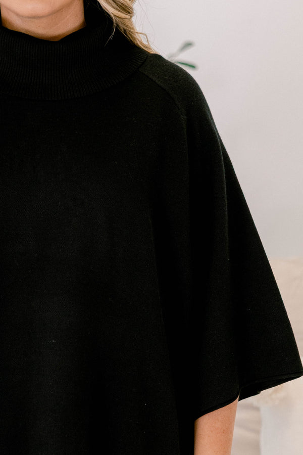 Chic Soul plus size clothing, black short sleeve turtle neck sweater