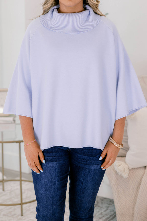 Chic Soul plus size clothing, light blue turtle neck half sleeve sweater