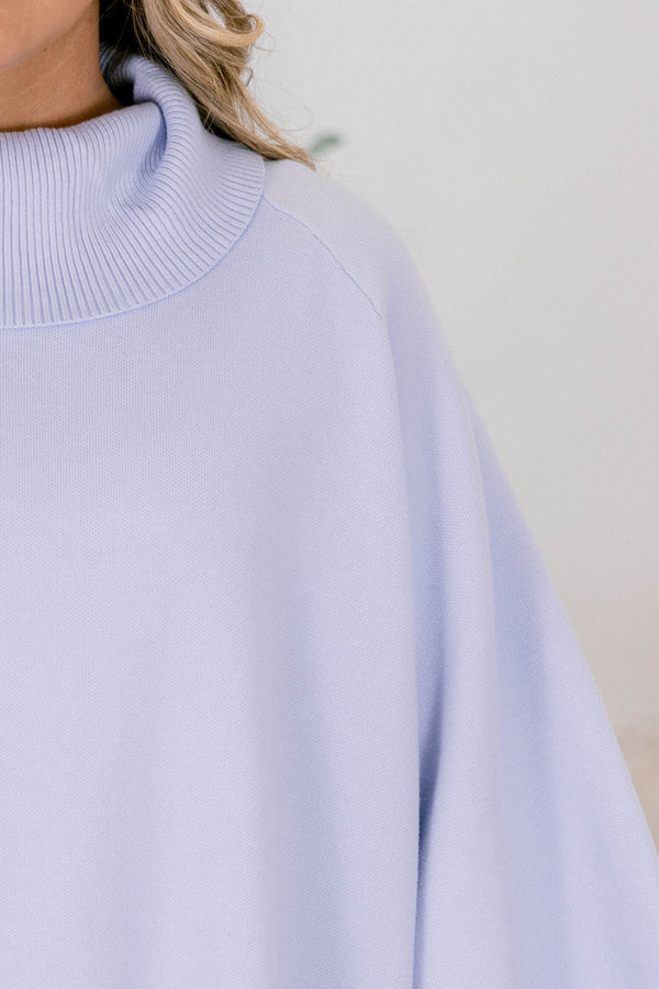 Chic Soul plus size clothing, light blue turtle neck half sleeve sweater