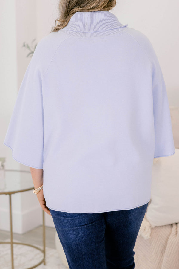 Chic Soul plus size clothing, light blue turtle neck half sleeve sweater
