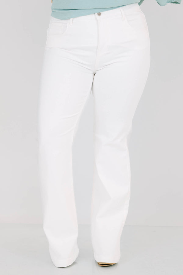 white tummy control low rise flare jeans