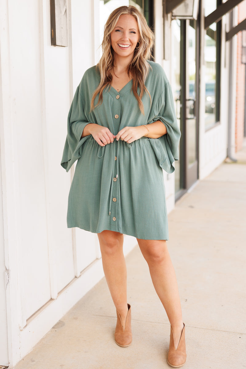 slim fit dress slacks All Season Long Dress, Dark Sage – Chic Soul