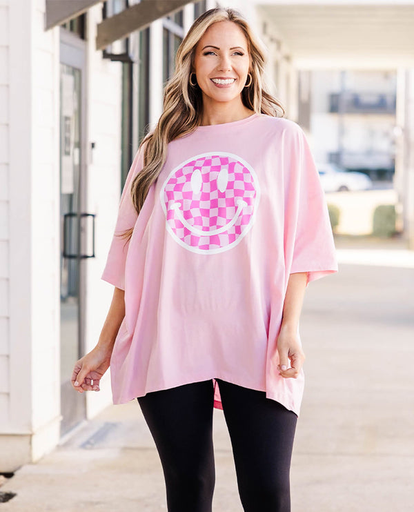 All Smiles Here Boyfriend Tee, Dusty Pink