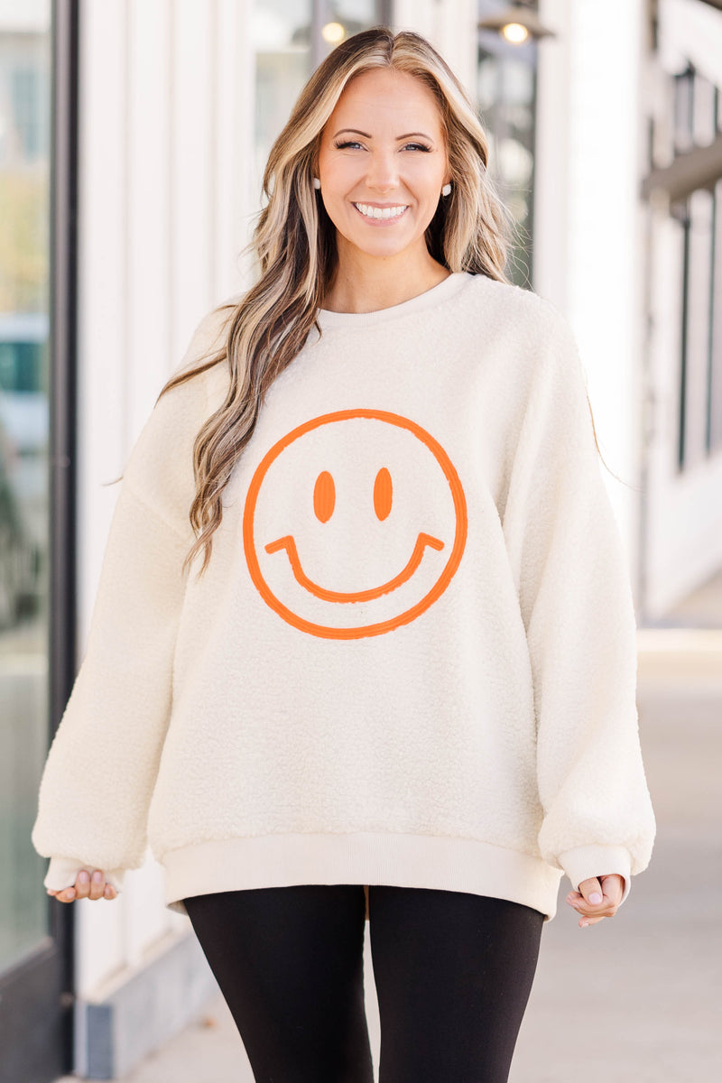 Women s All Smiles Pullover White Size 1x by Chic Soul