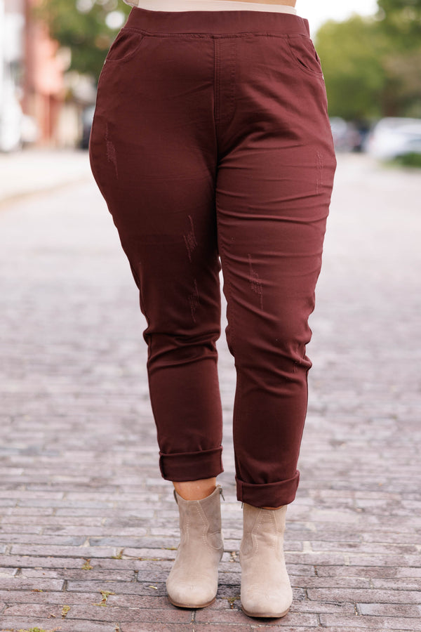 Burgundy jeggings sale