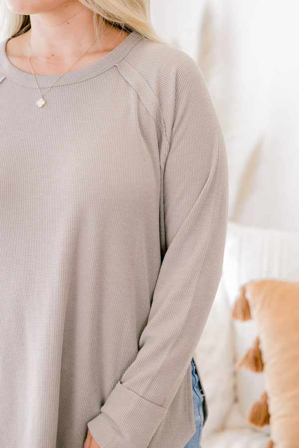 Chic Soul plus size clothing, ash mocha colored long sleeve top