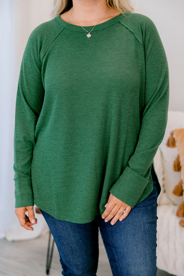 Chic Soul plus size clothing, dark green long sleeve top 