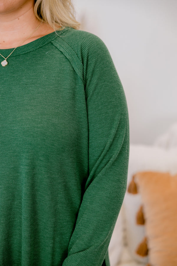 Chic Soul plus size clothing, dark green long sleeve top 