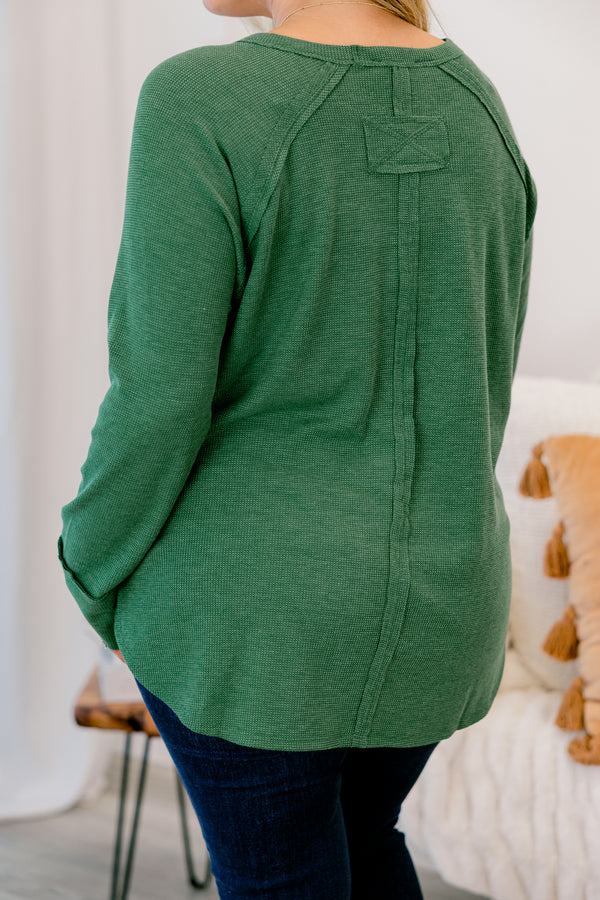 Chic Soul plus size clothing, dark green long sleeve top 